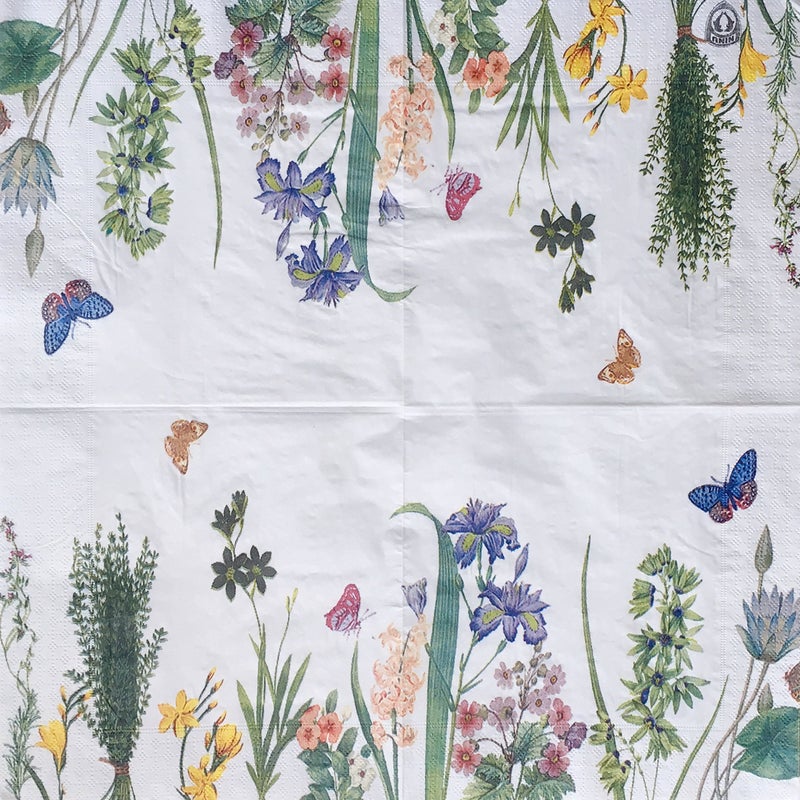 Zelten Colored Paper Napkins, 20 Count Shabby Chic Napkins for Wedding, Dinner Tea Party Shower (Iris & Butterfly) - Image 1